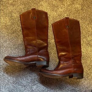 Frye Melissa Button Brown Leather Tall Boots